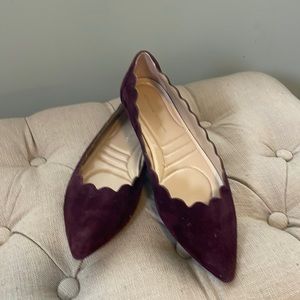 Adrienne Vittadini kidsuede scalloped flats